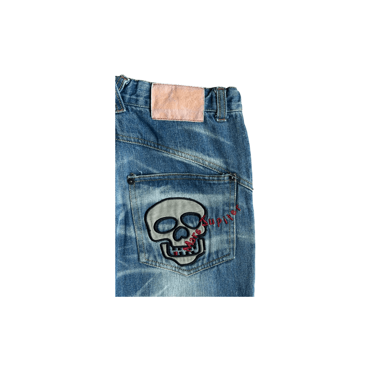 Mars Jupiter Japan Y2K Vintage Women's Skull Patch Denim Shorts 4