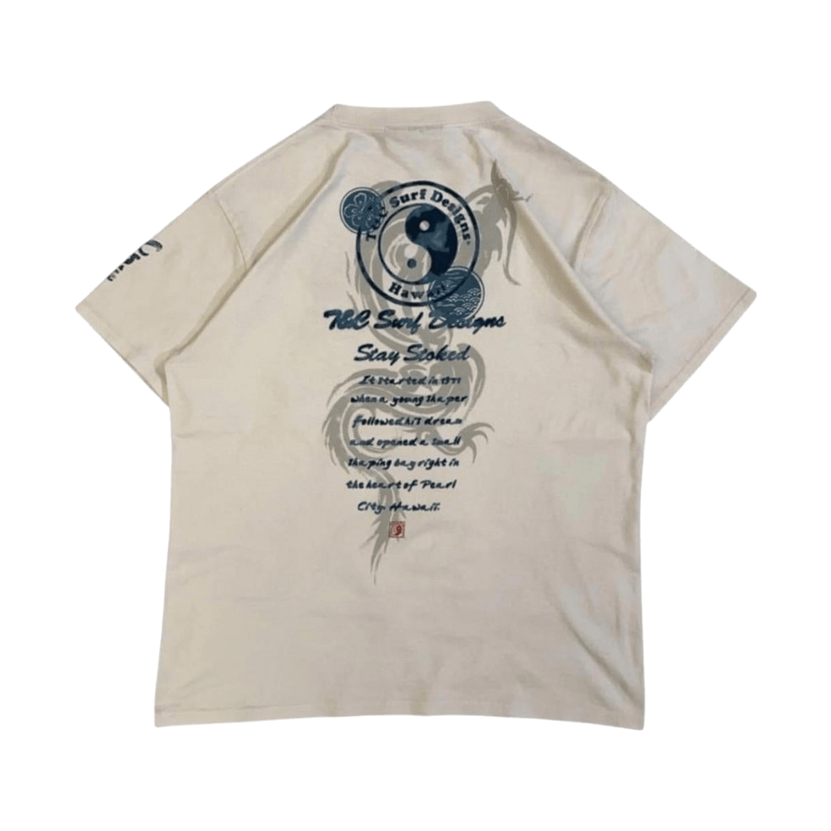 T&C Surf Men's Y2K Dragon Logo Short Sleeve T Shirt White L