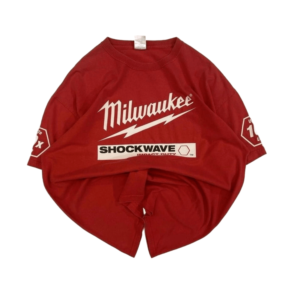Gildan Milwuakee Tools 'My Bit Lasts Longer' Graphic Print Men's Short Sleeve T Shirt Red XL