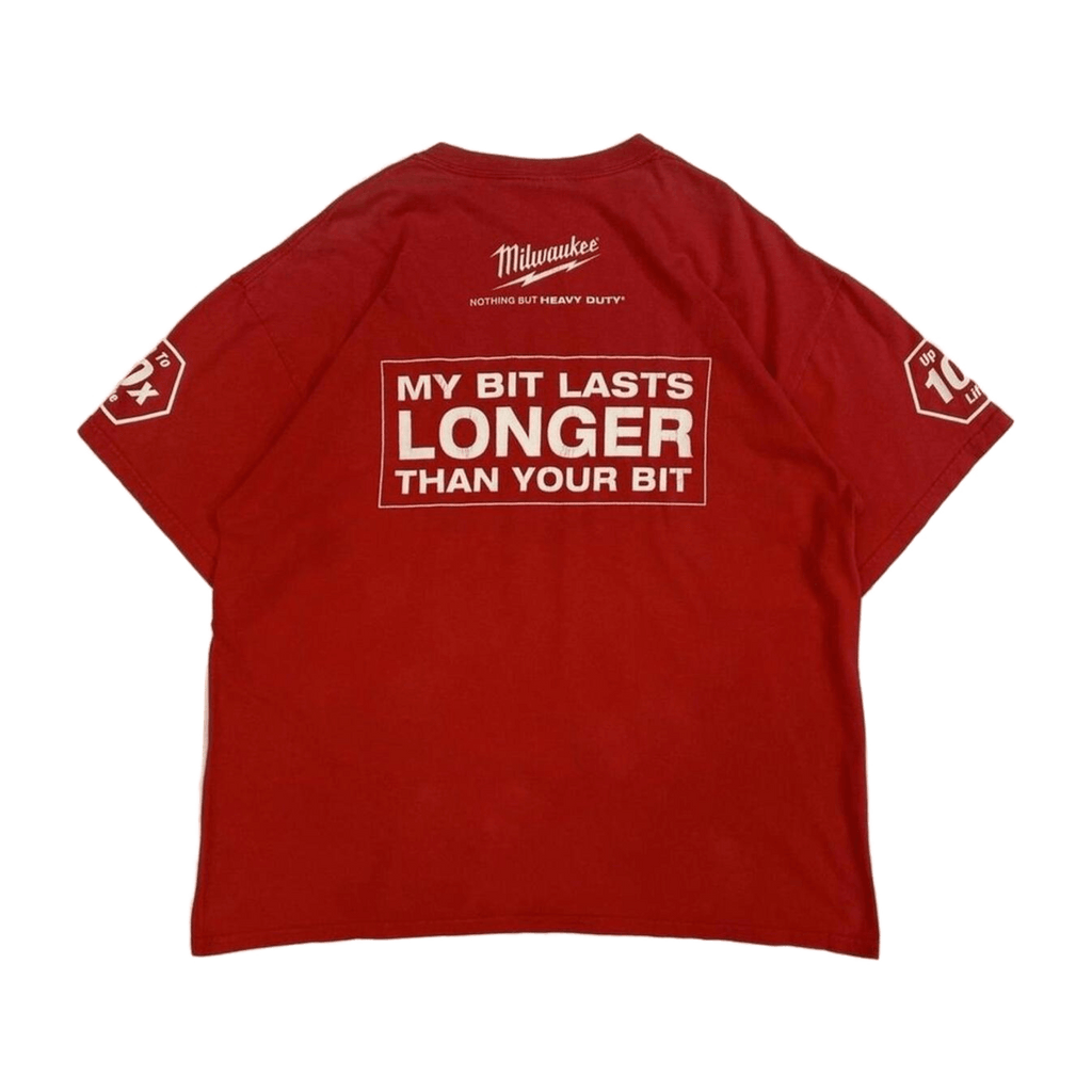 Gildan Milwuakee Tools 'My Bit Lasts Longer' Graphic Print Men's Short Sleeve T Shirt Red XL