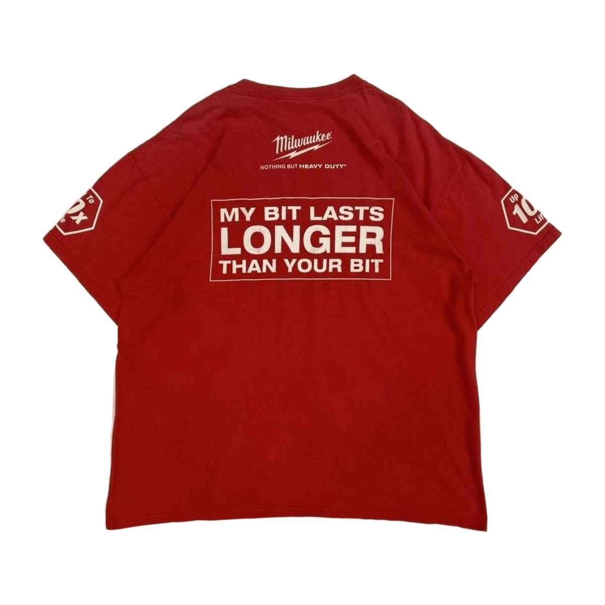 Gildan Milwuakee Tools 'My Bit Lasts Longer' Graphic Print Men's Short Sleeve T Shirt Red XL