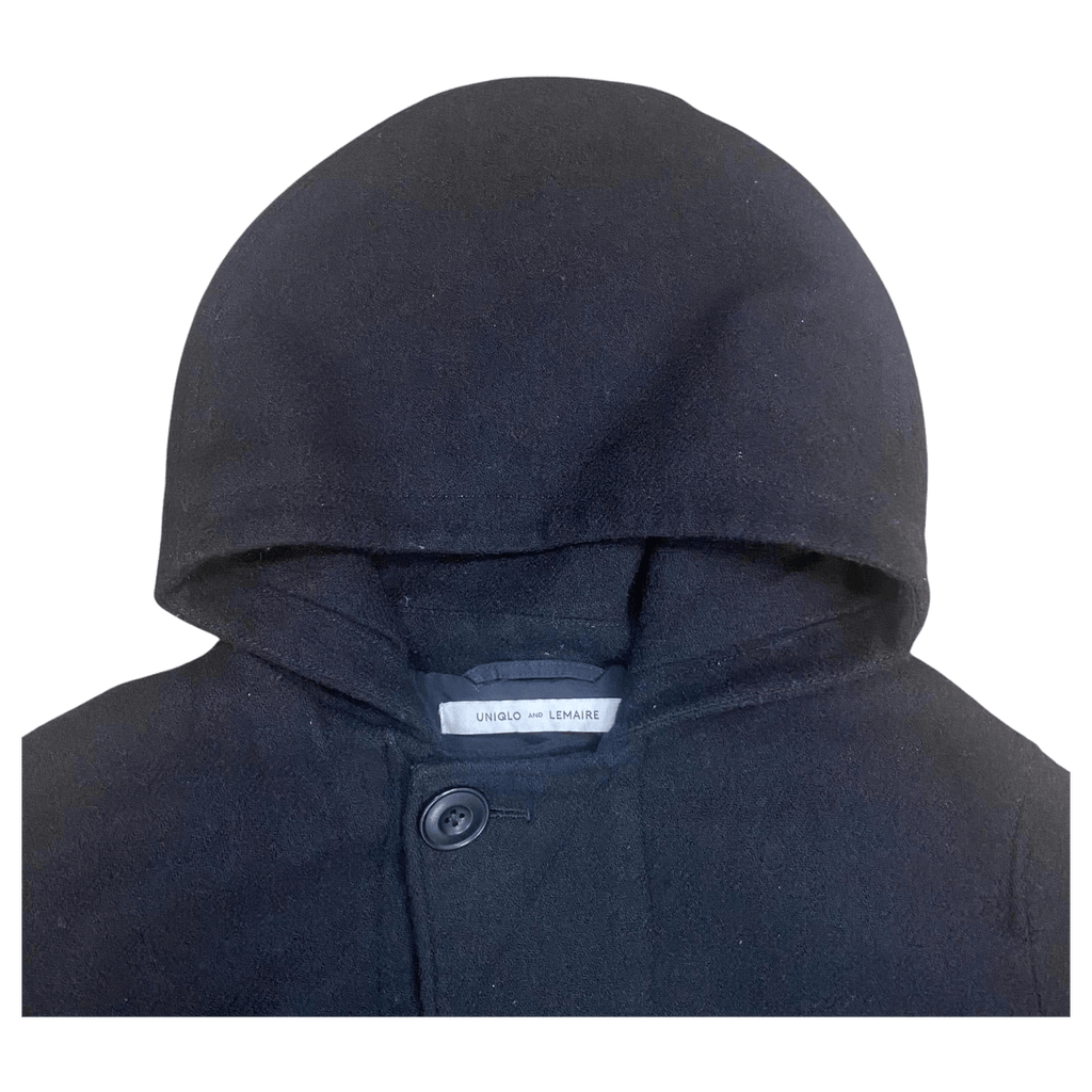 Lemaire X Uniqlo Women's Wool Blend Hooded Overcoat Black L