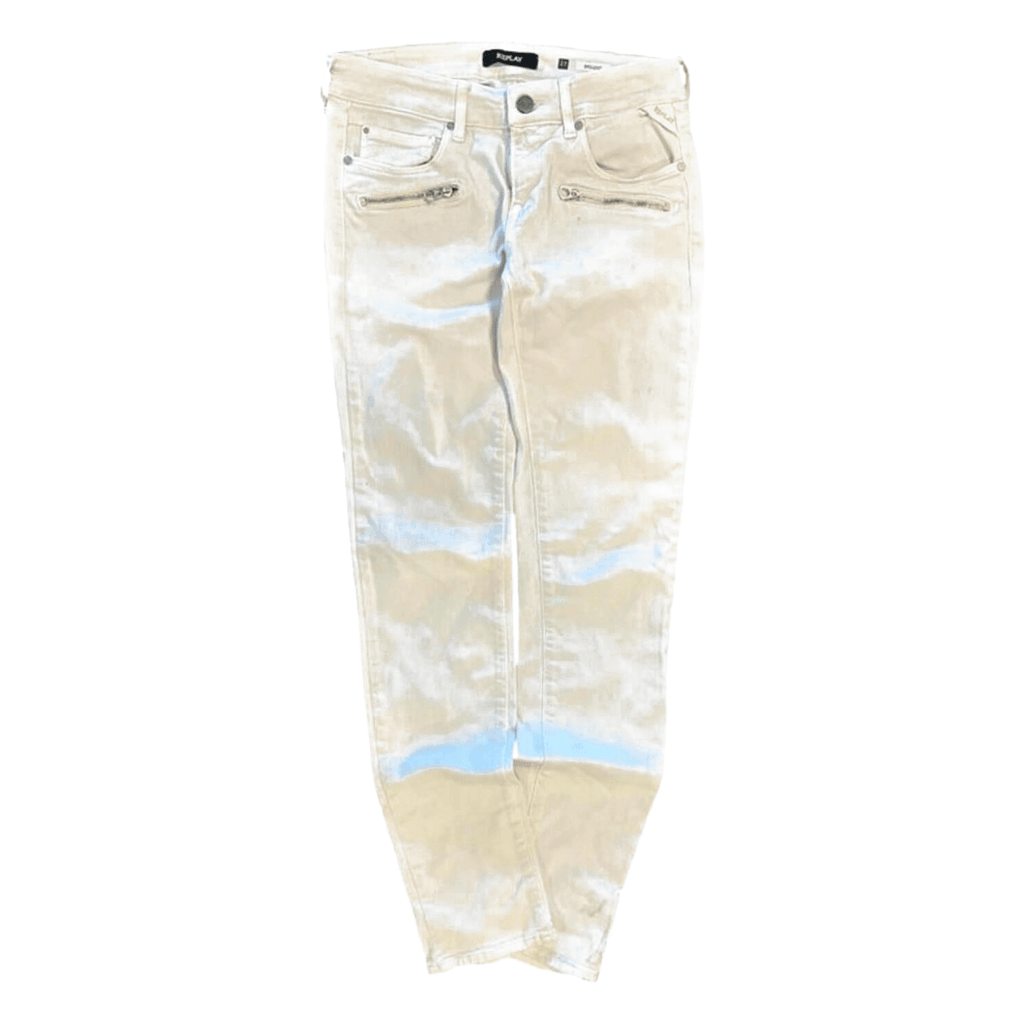 Replay 00s Indie Sleaze Zipper Pocket Skinny Denim Jeans White 4
