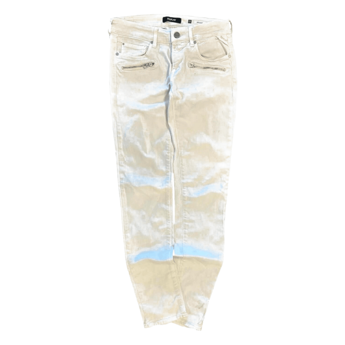 Replay 00s Indie Sleaze Zipper Pocket Skinny Denim Jeans White 4