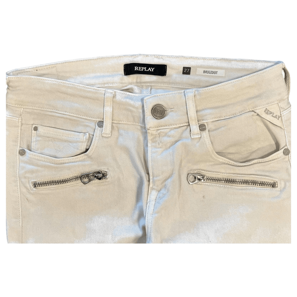Replay 00s Indie Sleaze Zipper Pocket Skinny Denim Jeans White 4