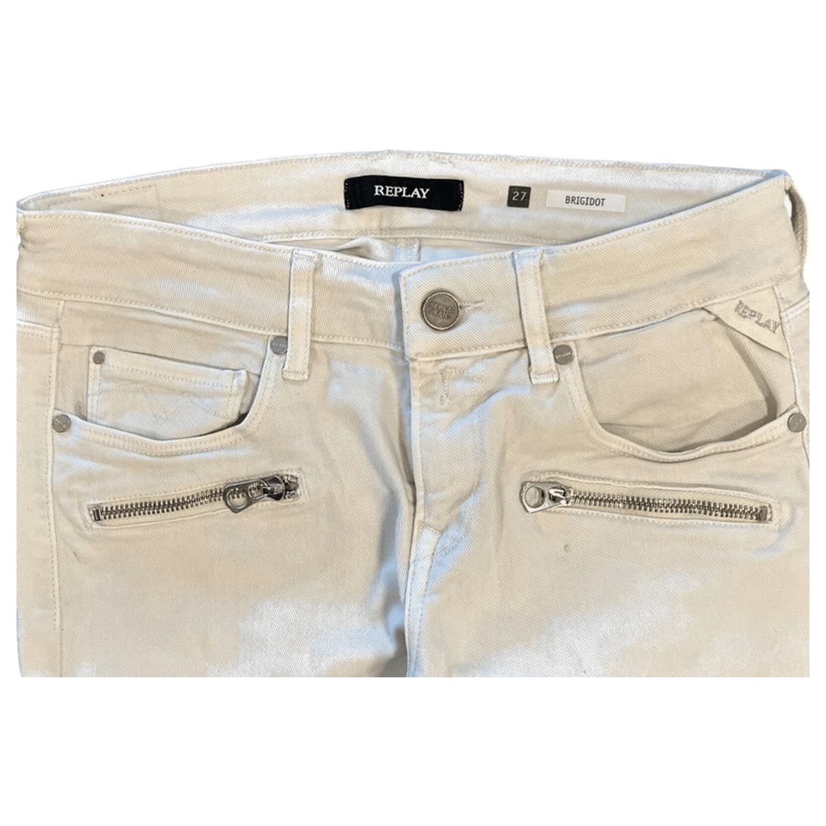 Replay 00s Indie Sleaze Zipper Pocket Skinny Denim Jeans White 4