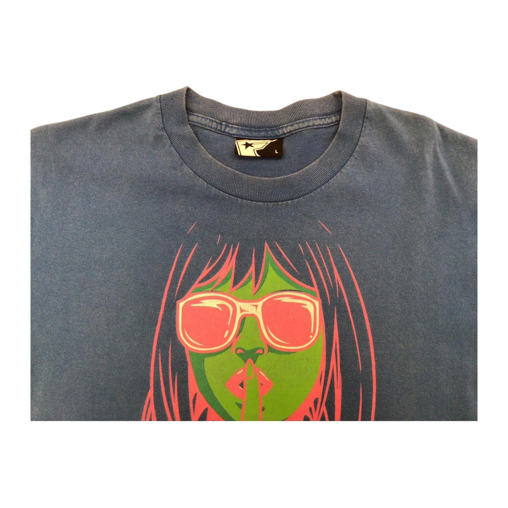 1110 Famous Y2K Graphic Print Short Sleeve T-Shirt Blue L