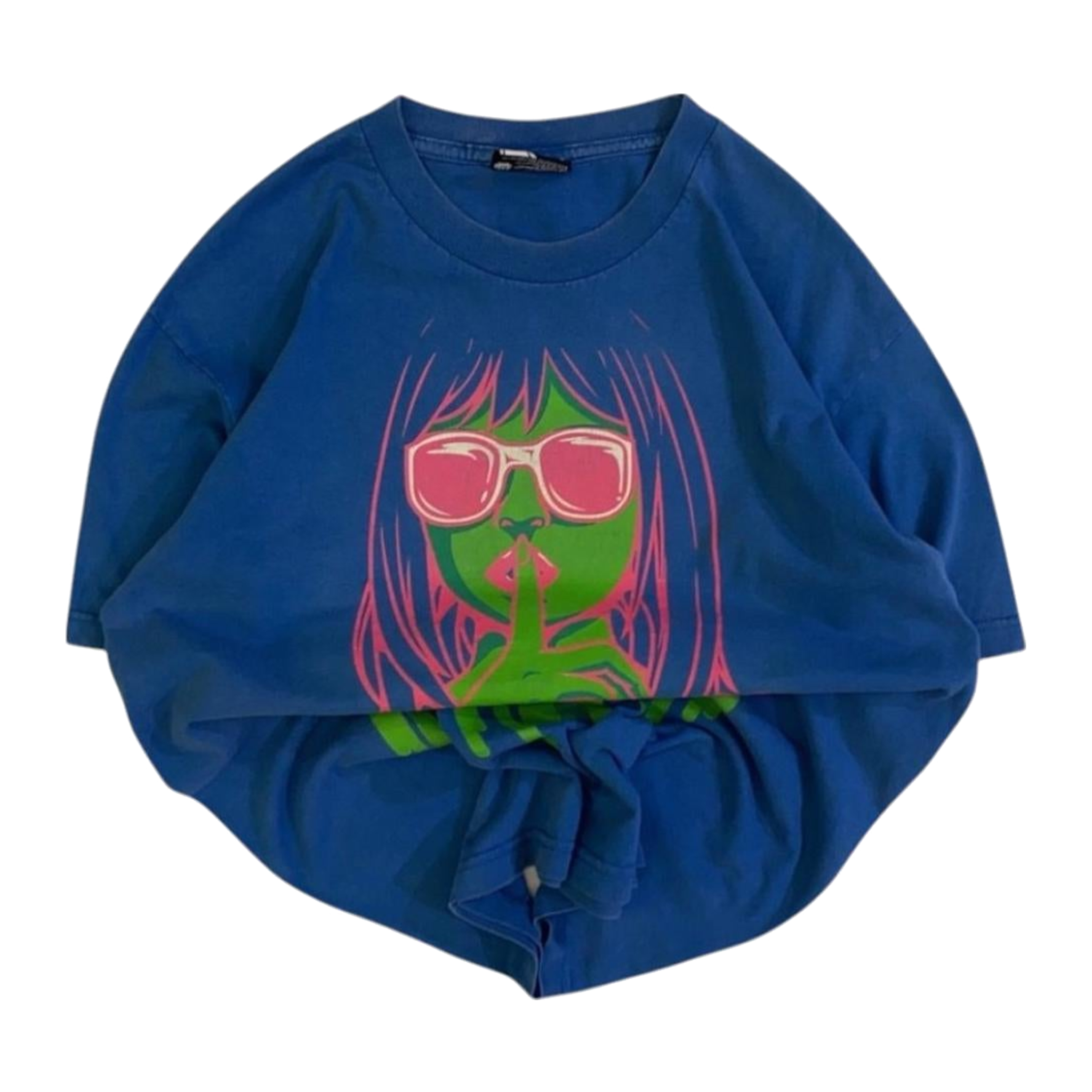 1110 Famous Y2K Graphic Print Short Sleeve T-Shirt Blue L
