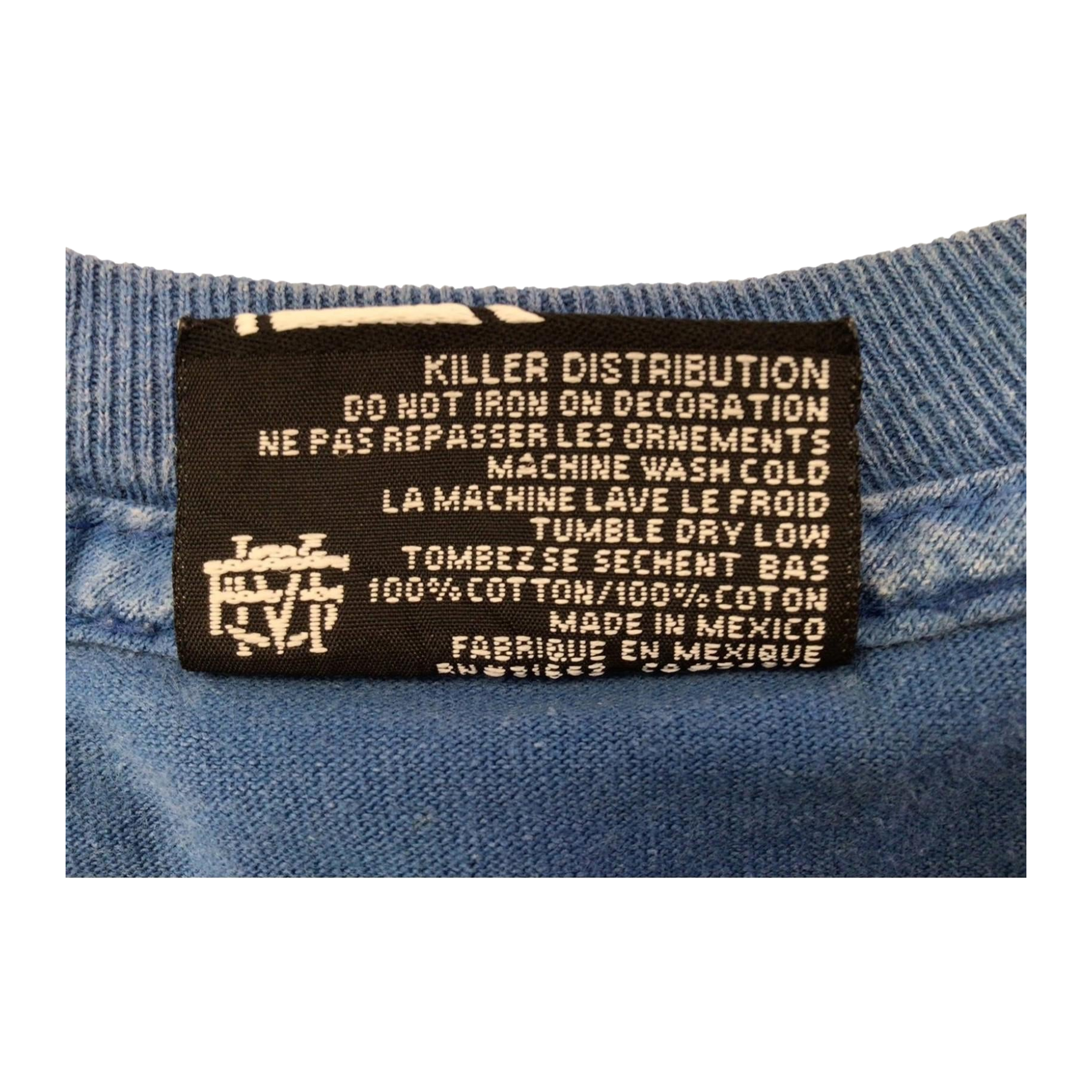 1110 Famous Y2K Graphic Print Short Sleeve T-Shirt Blue L