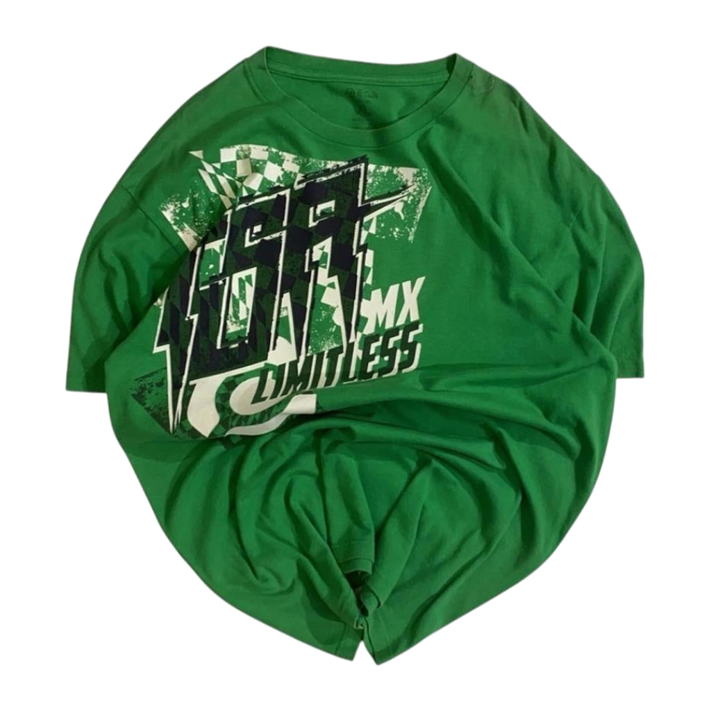 0045 ESA Limitless Hip Hop Baggy Short Sleeve T Shirt Green Y2K XL
