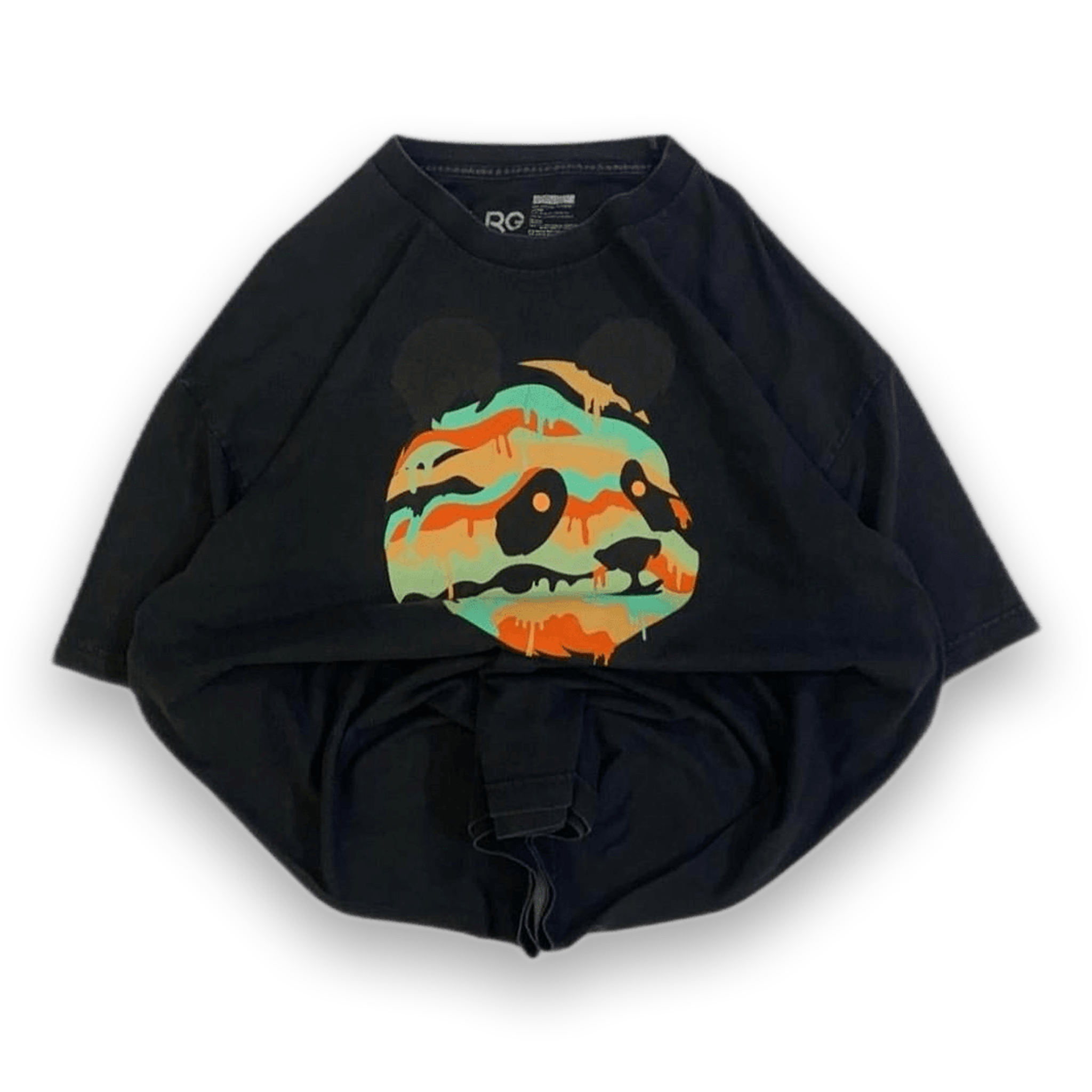 LRG 2000s Baggy Panda Graphic Short Sleeve T Shirt Black XXL