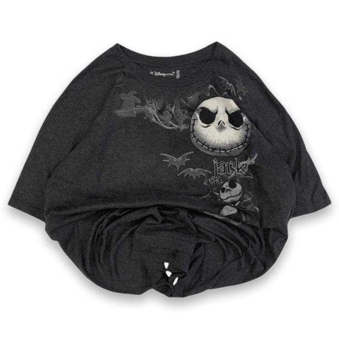 Jack Skellington Nightmare Before Christmas Y2K Short Sleeve T Shirt Black 2XL