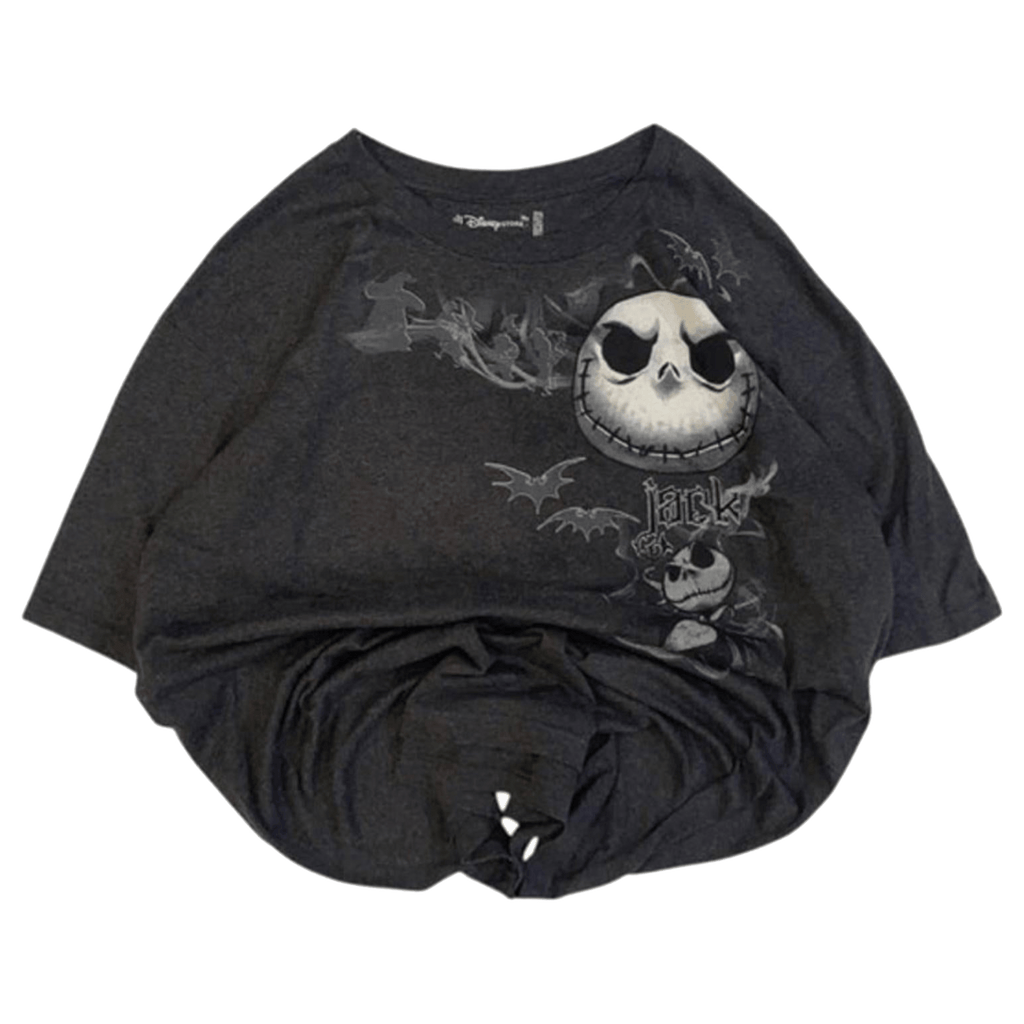 Jack Skellington Nightmare Before Christmas Y2K Short Sleeve T Shirt Black 2XL