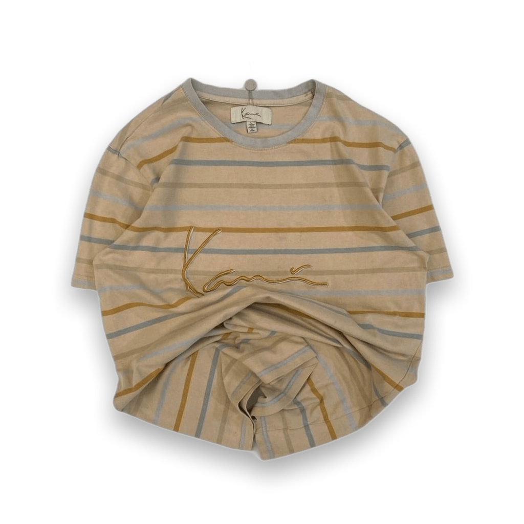 Karl Kani Y2K Baggy Striped Short Sleeve T Shirt Beige L