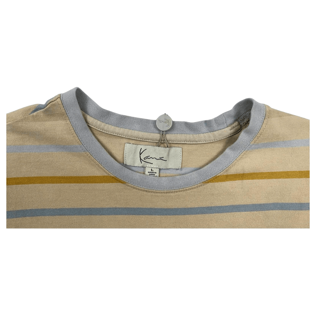 Karl Kani Y2K Baggy Striped Short Sleeve T Shirt Beige L