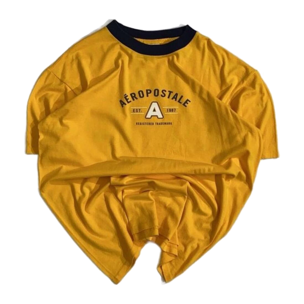 0046 Aeropostale Men's Classic Graphic Logo Short Sleeve T Shirt Yellow M