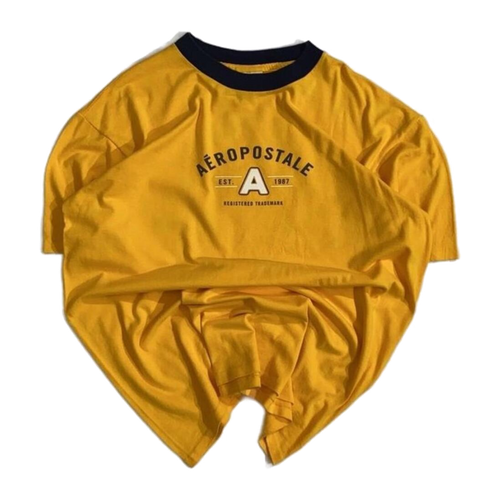0046 Aeropostale Men's Classic Graphic Logo Short Sleeve T Shirt Yellow M