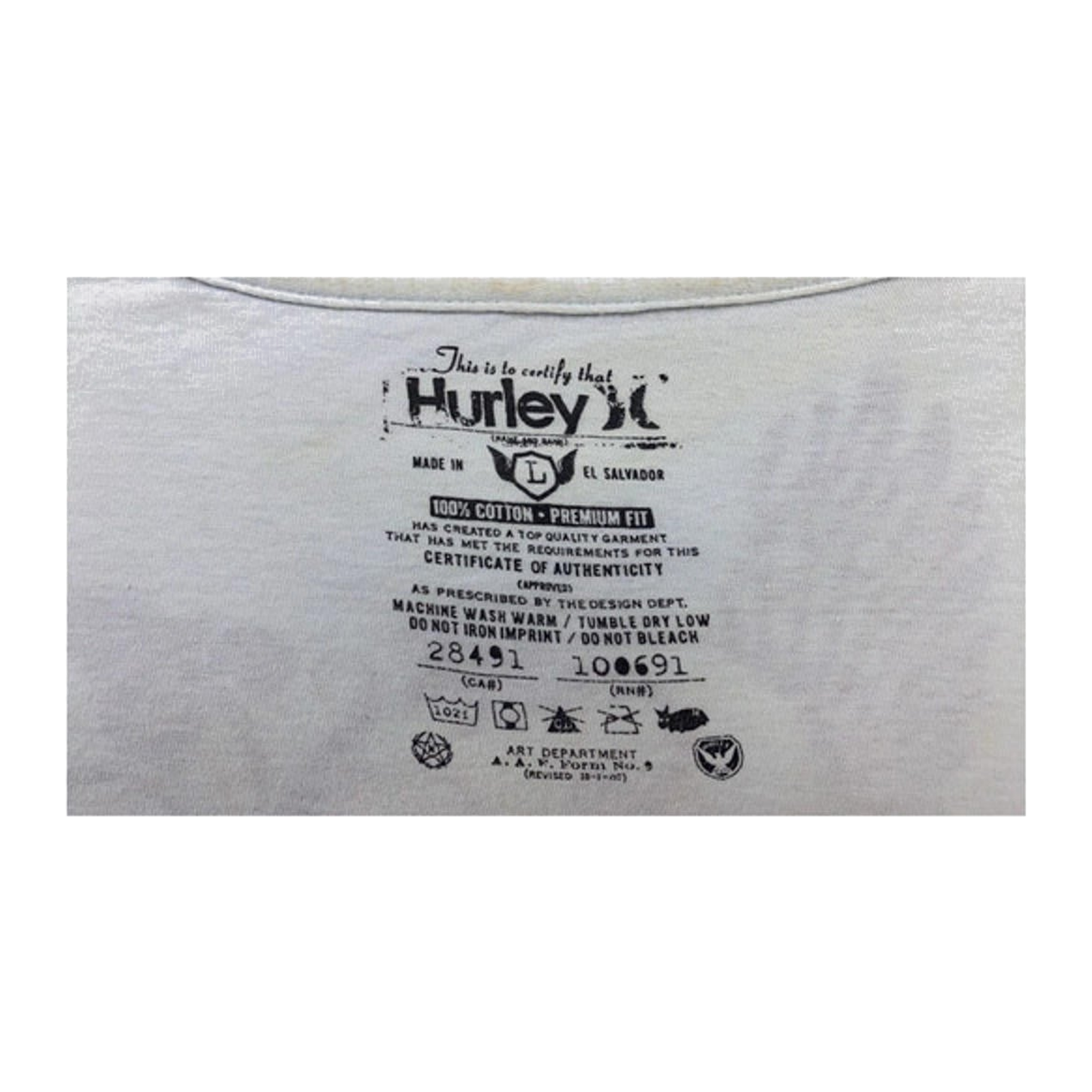 138 Hurley 2000s Tattoo Graphic Casual Short Sleeve T Shirt Light Blue L
