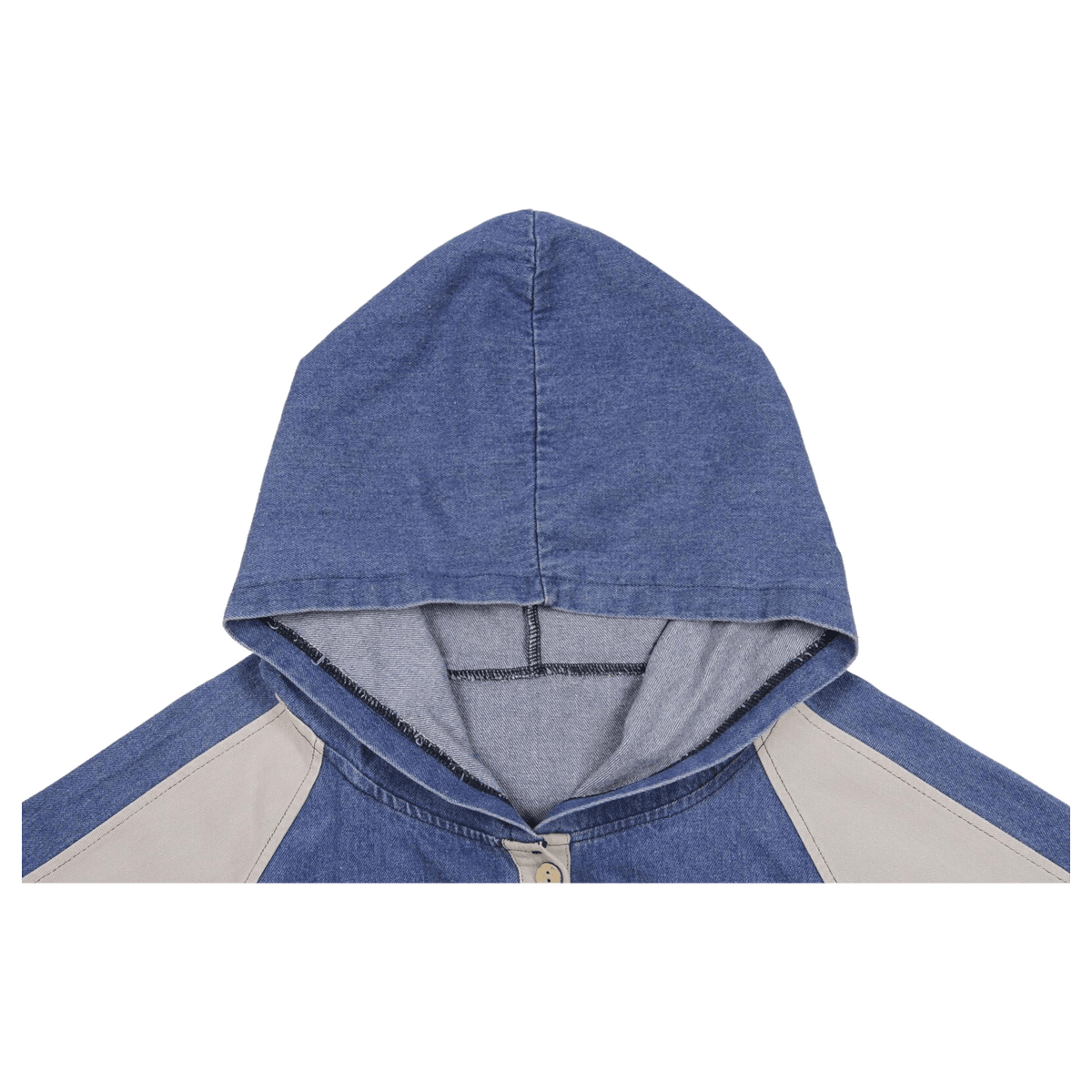 Y2K Women's Denim Hooded Color Block Jacket Beige L