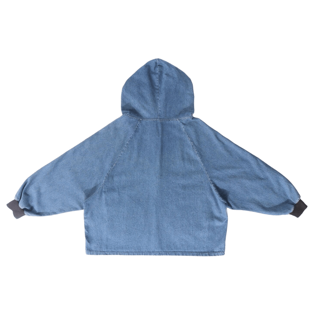 Y2K Women's Denim Hooded Color Block Jacket Beige L