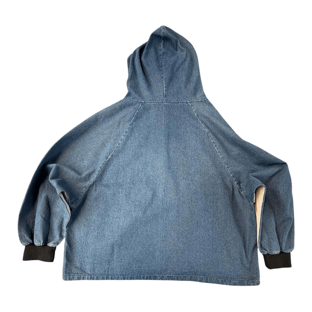 Y2K Women's Denim Hooded Color Block Jacket Beige L