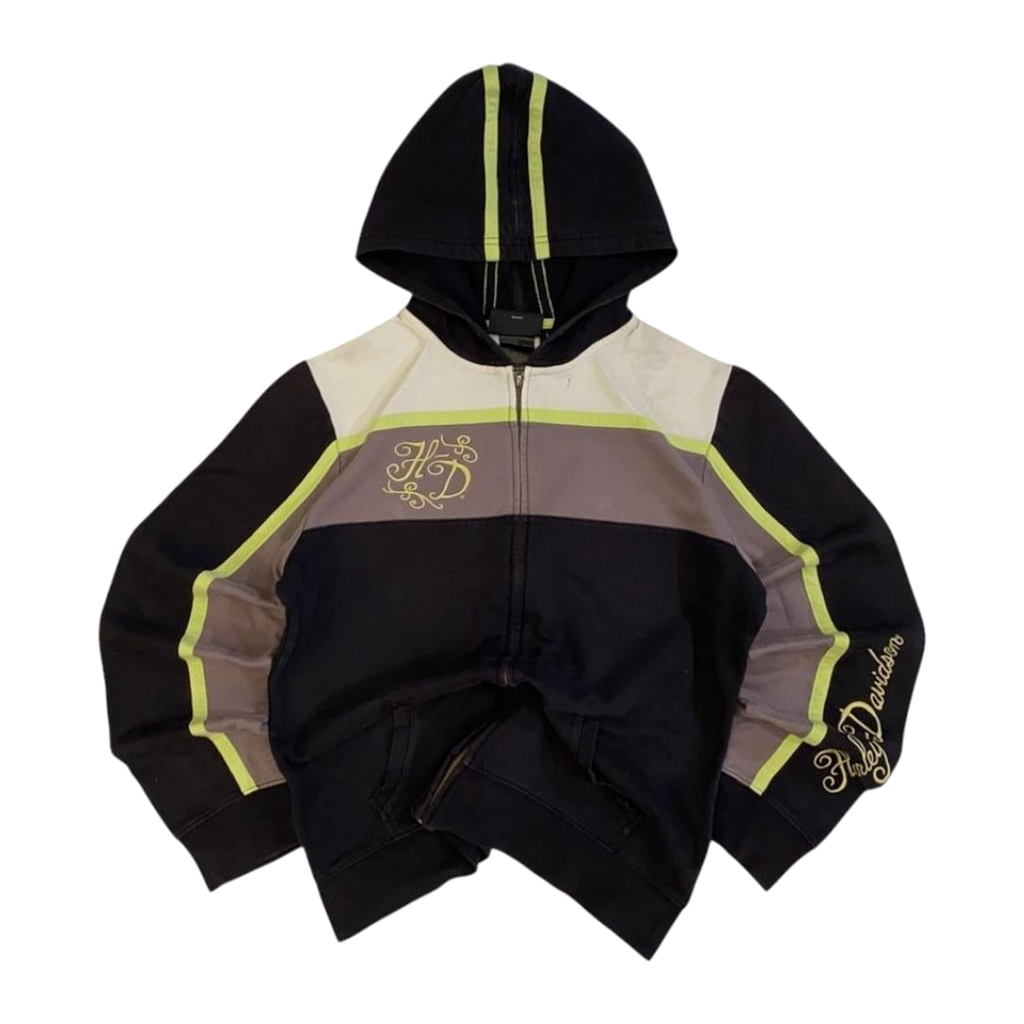 0083 Harley Davidson Women's Y2K Moto Hoodie Black L