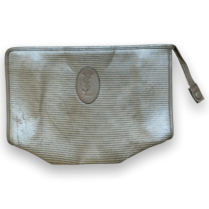 YVES SAINT LAURENT 1980's Vintage Clutch Bag Khaki