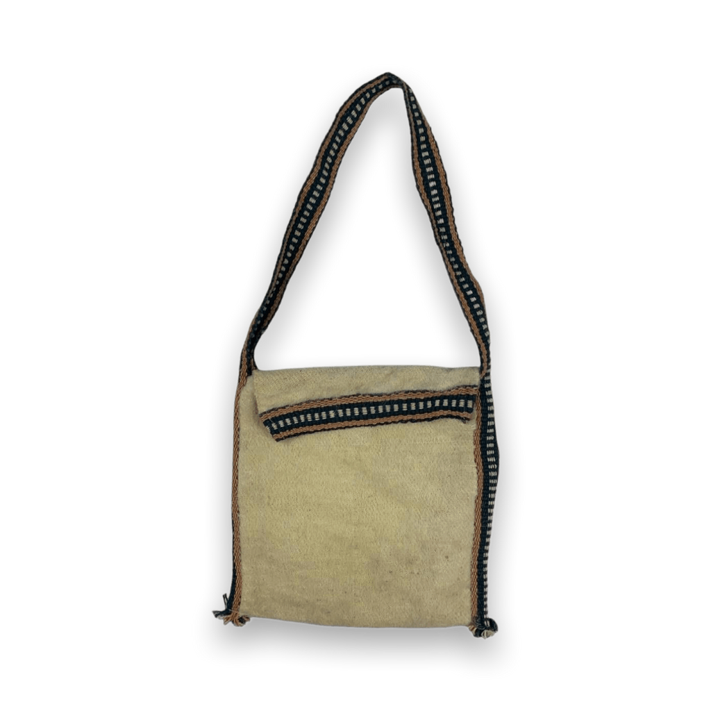 Japan Vintage Woven Wool with Knitted Accent Tote Bag Cream