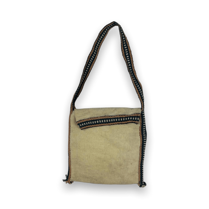 Japan Vintage Woven Wool with Knitted Accent Tote Bag Cream