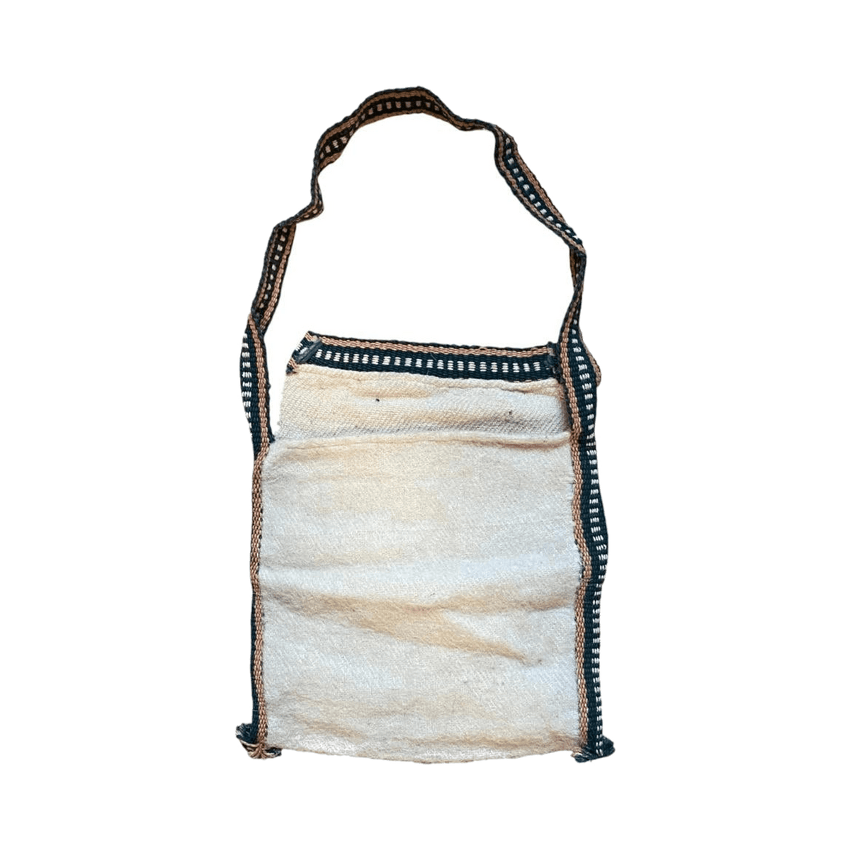 Japan Vintage Woven Wool with Knitted Accent Tote Bag Cream