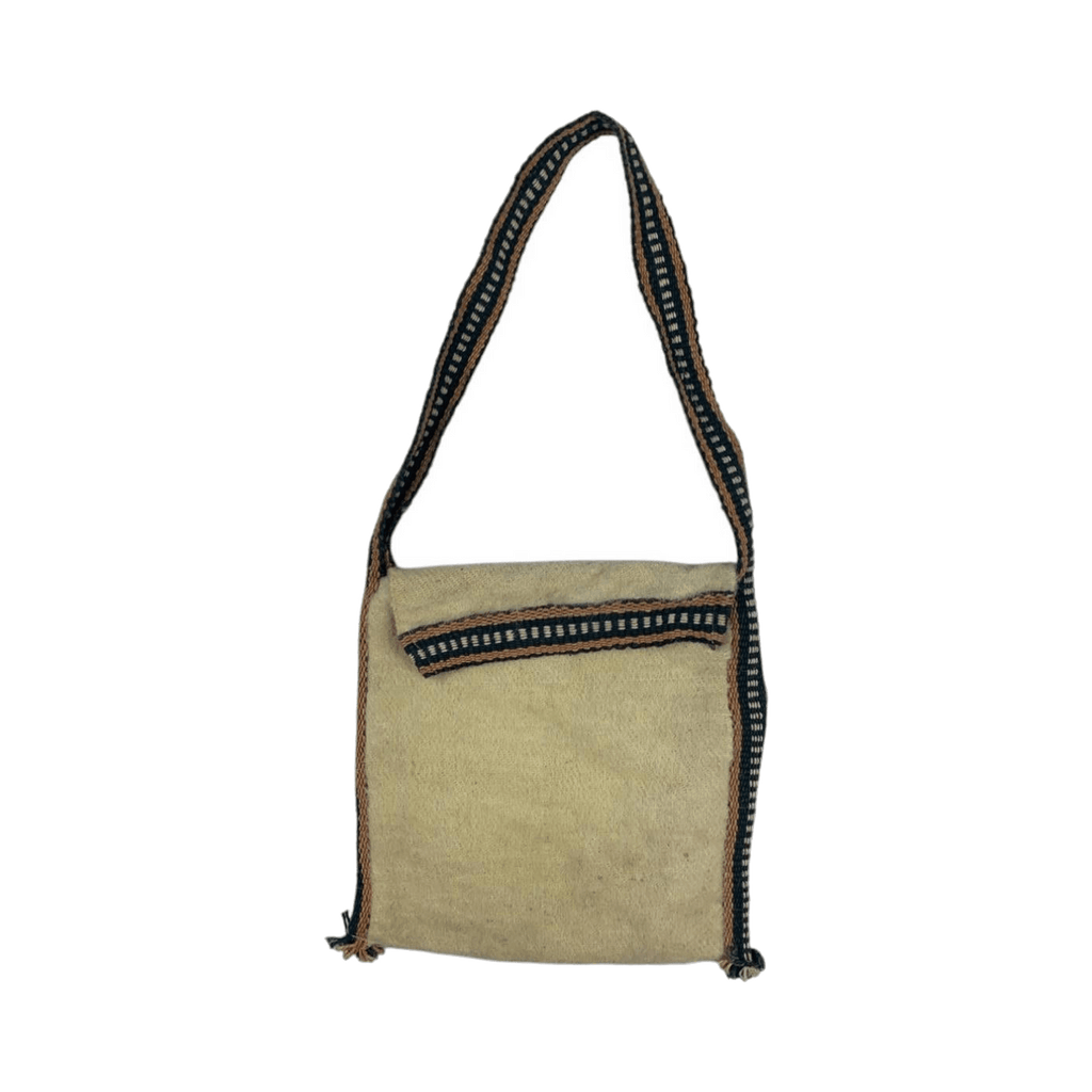 Japan Vintage Woven Wool with Knitted Accent Tote Bag Cream
