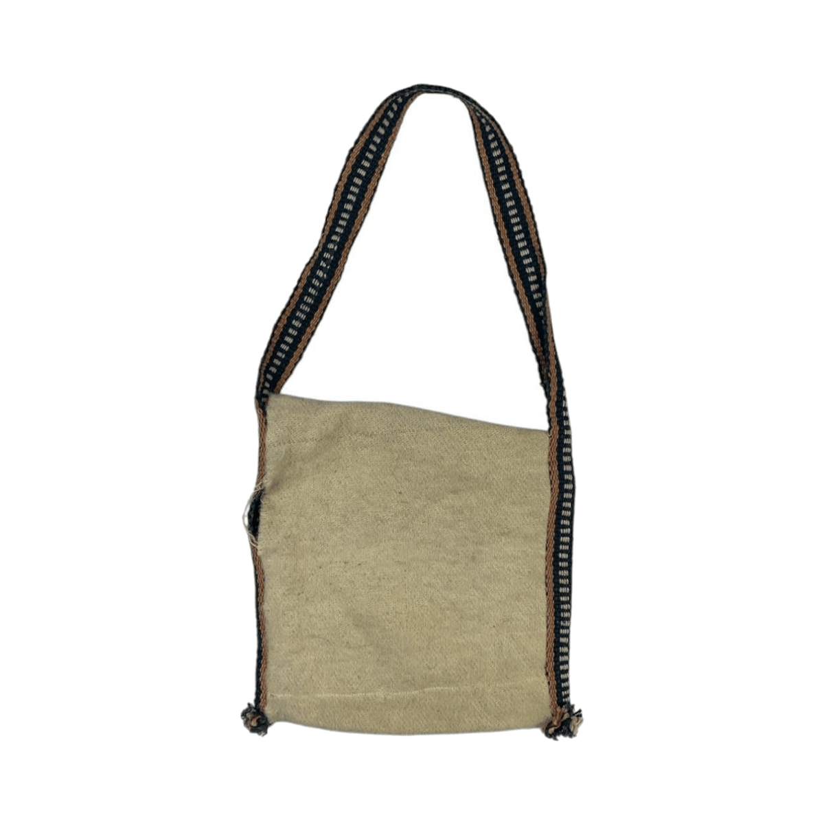 Japan Vintage Woven Wool with Knitted Accent Tote Bag Cream