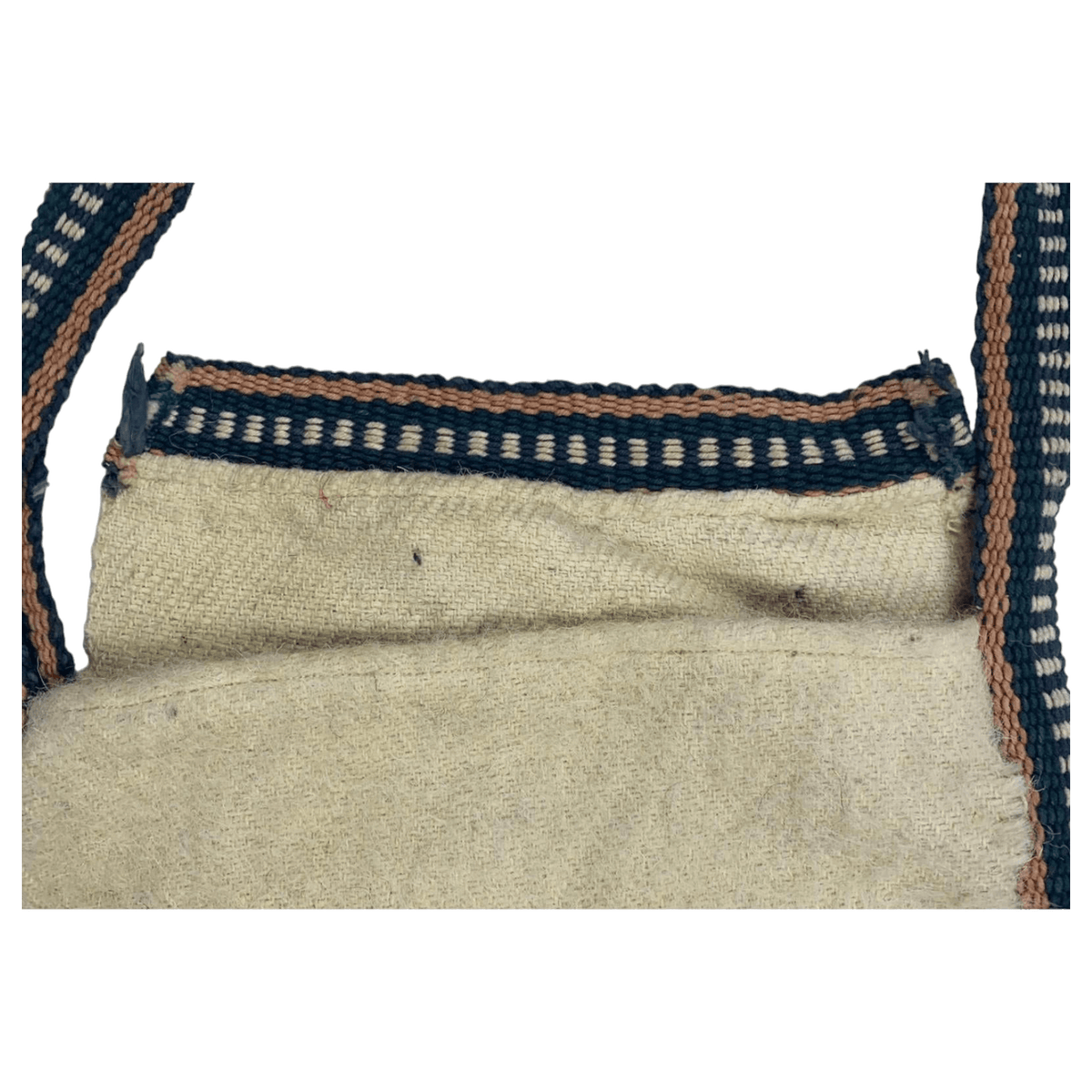 Japan Vintage Woven Wool with Knitted Accent Tote Bag Cream