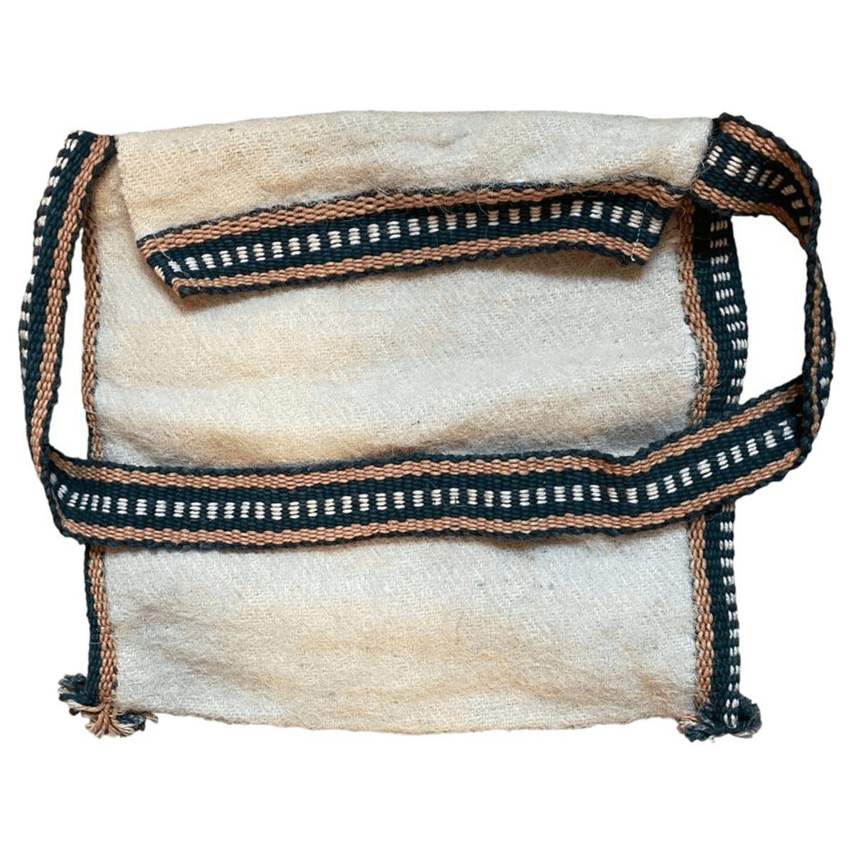 Japan Vintage Woven Wool with Knitted Accent Tote Bag Cream