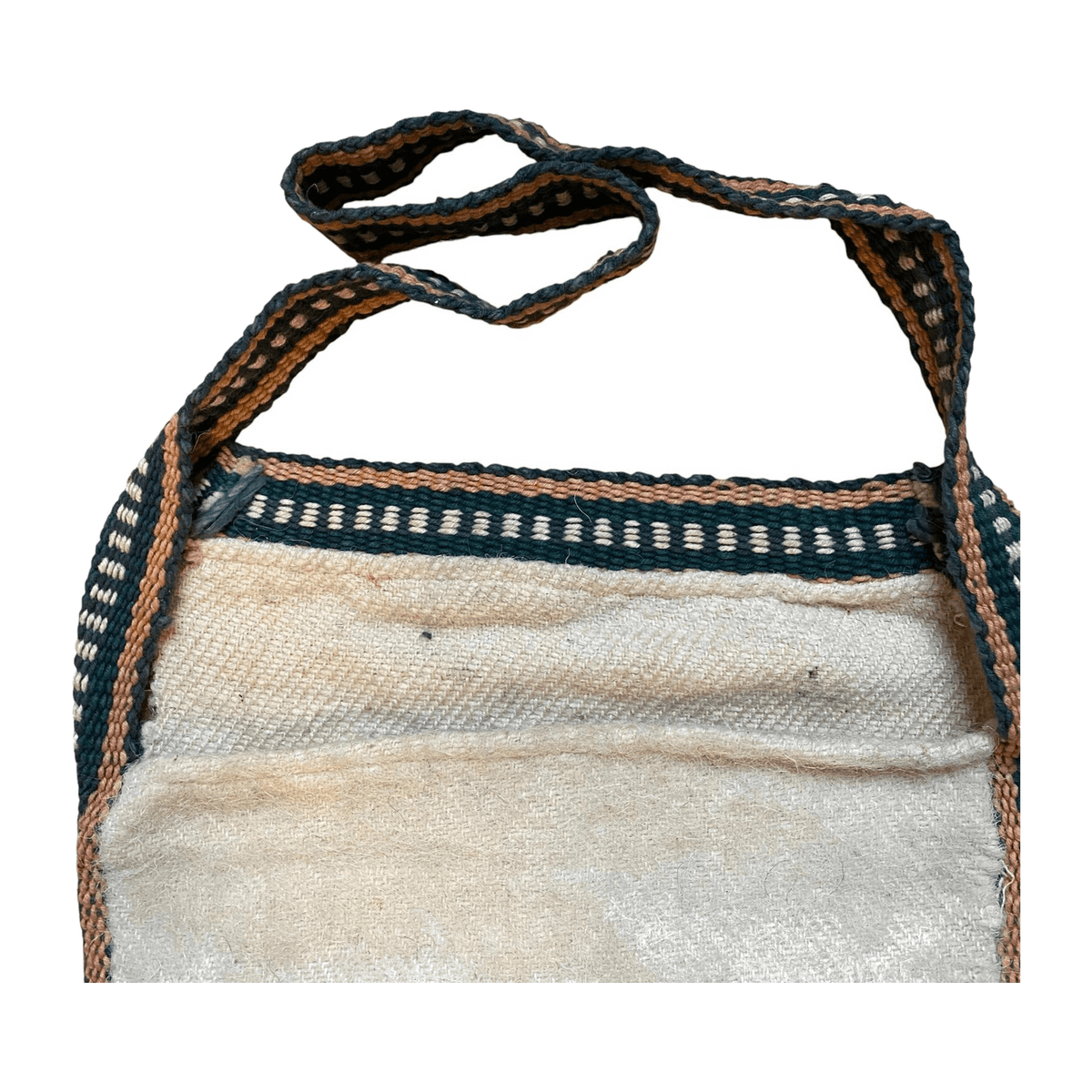 Japan Vintage Woven Wool with Knitted Accent Tote Bag Cream