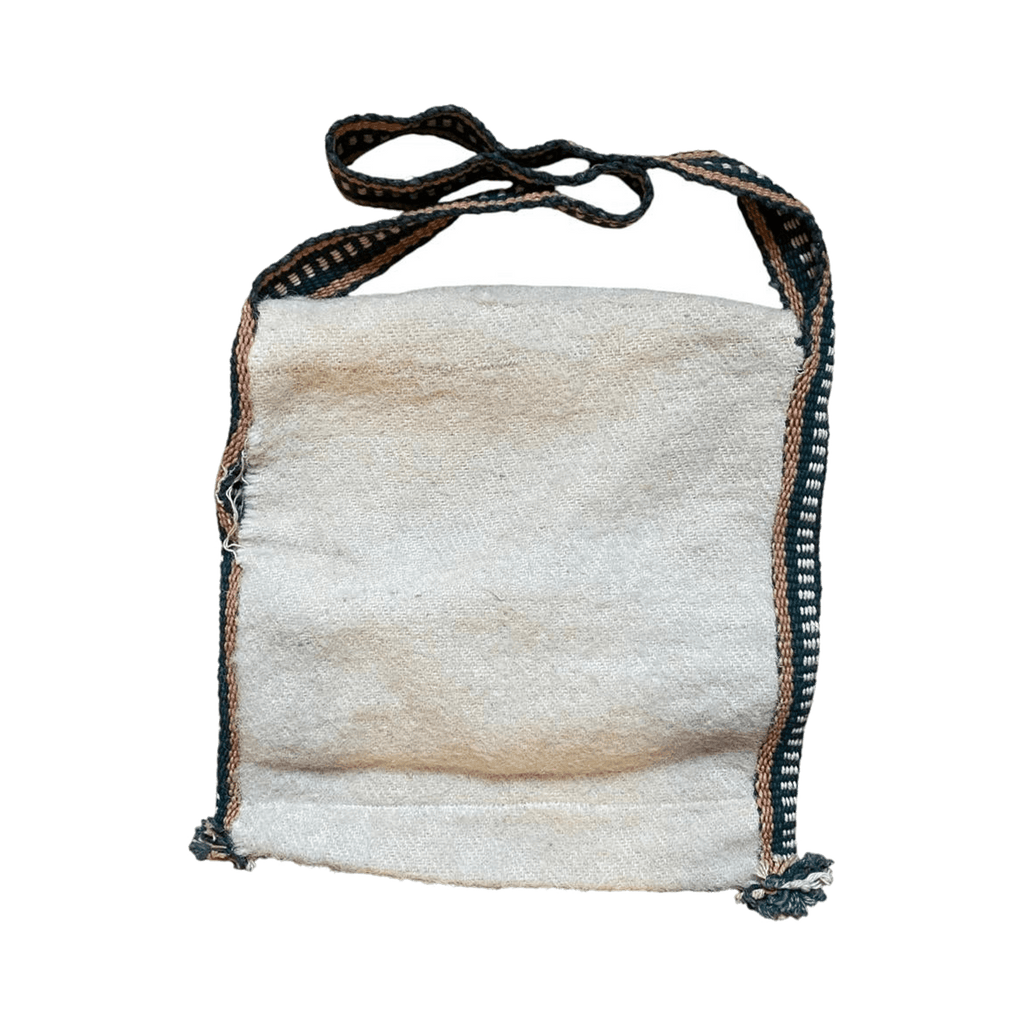 Japan Vintage Woven Wool with Knitted Accent Tote Bag Cream