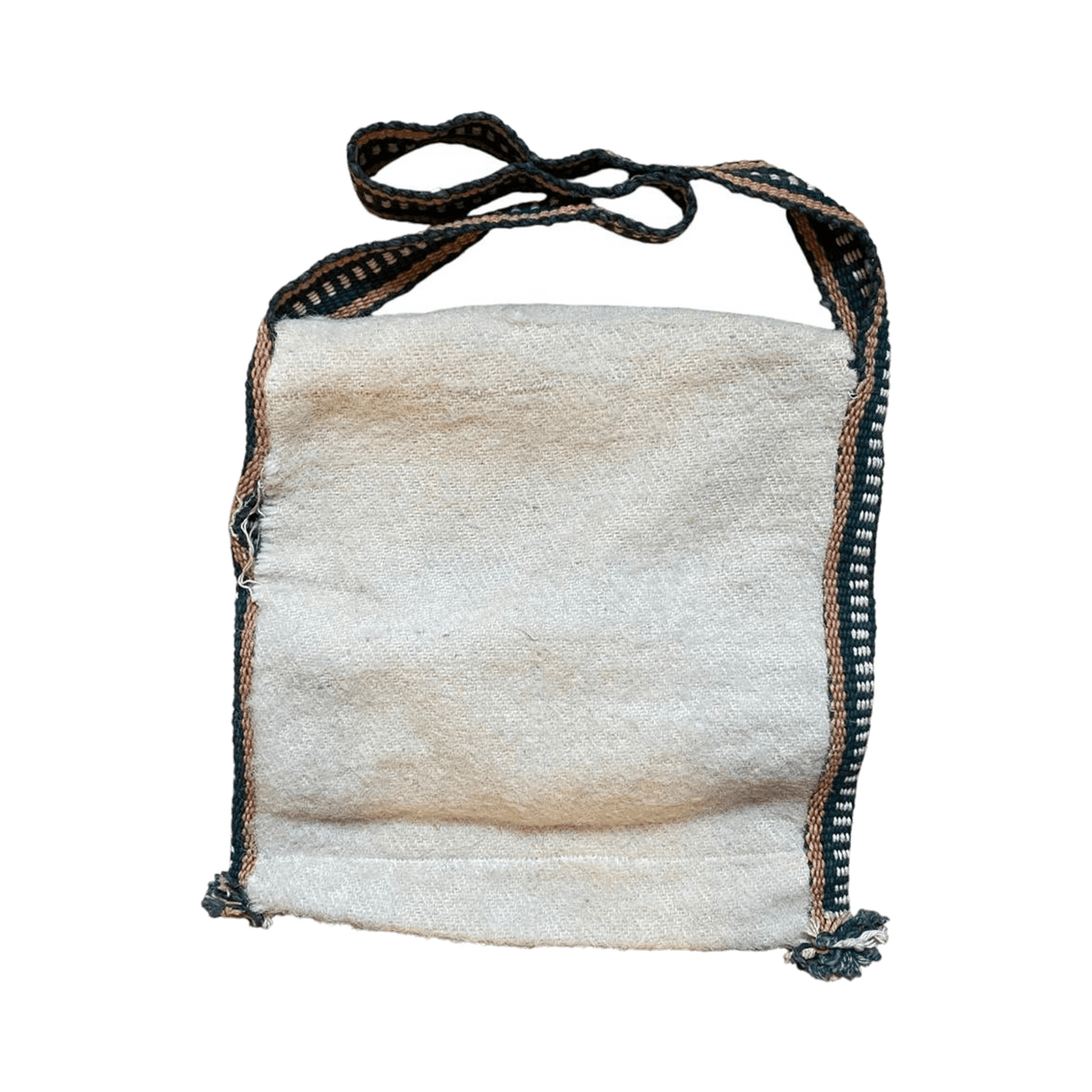 Japan Vintage Woven Wool with Knitted Accent Tote Bag Cream