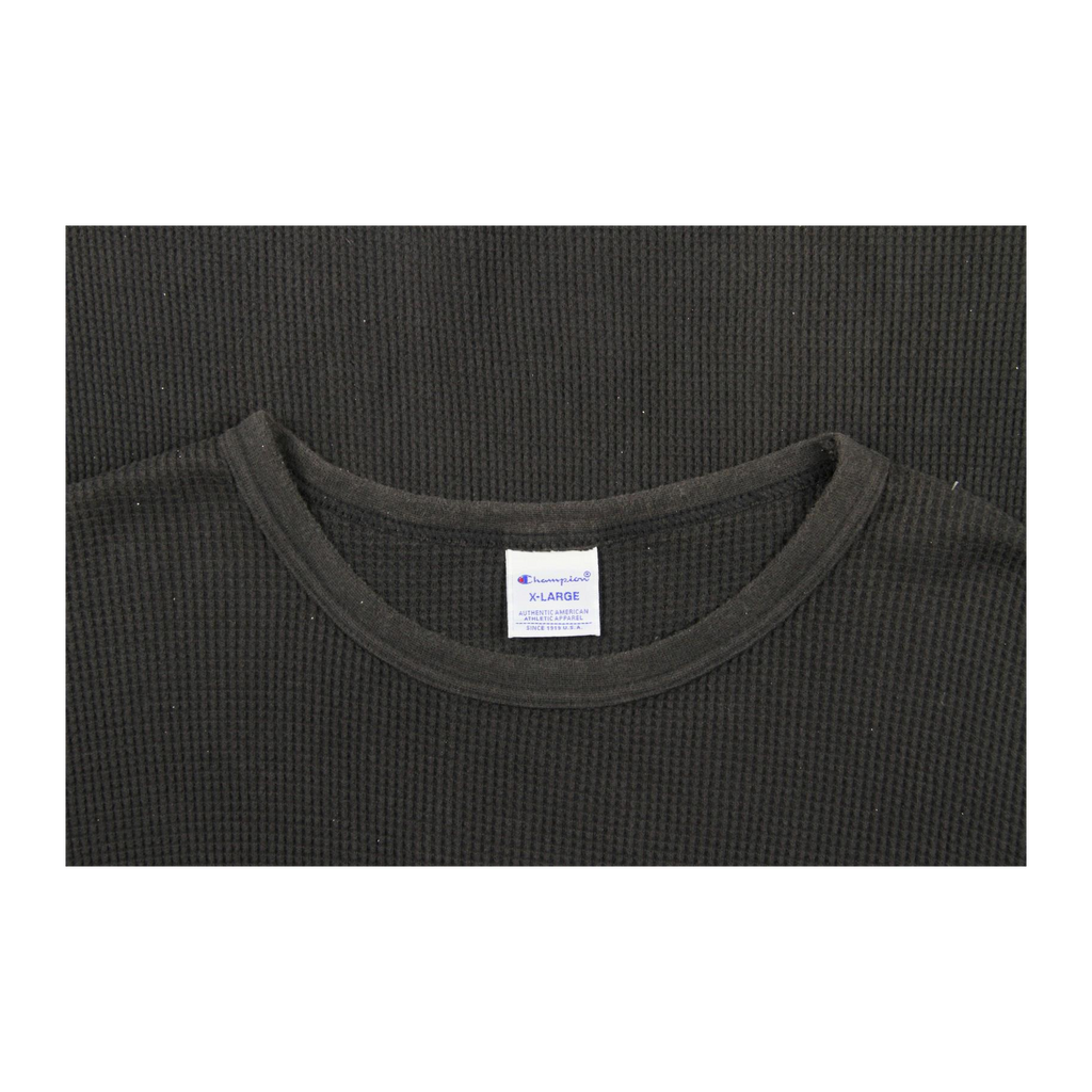 1750 Champion Long Sleeve Waffle Weave T Shirt Black XL