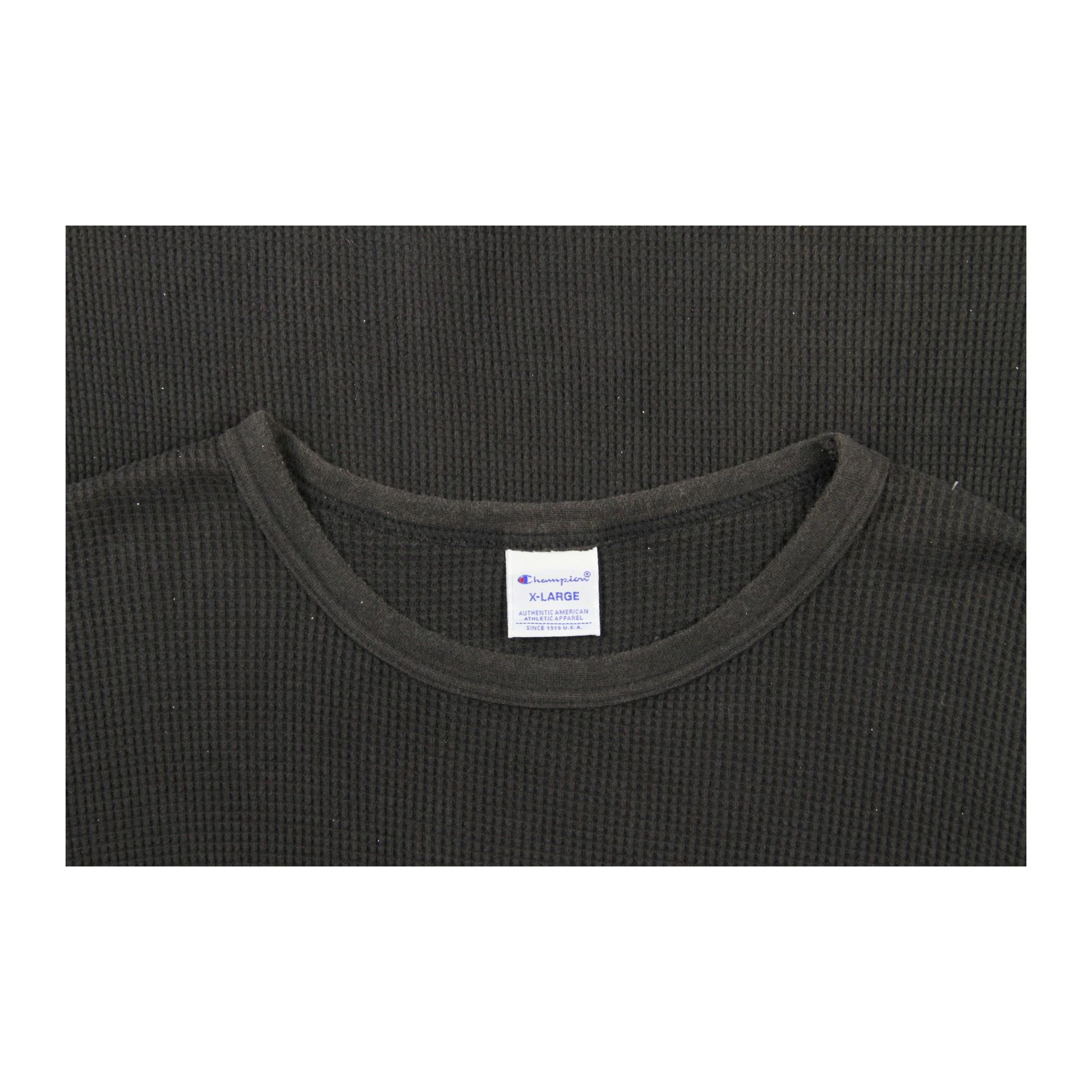 1750 Champion Long Sleeve Waffle Weave T Shirt Black XL