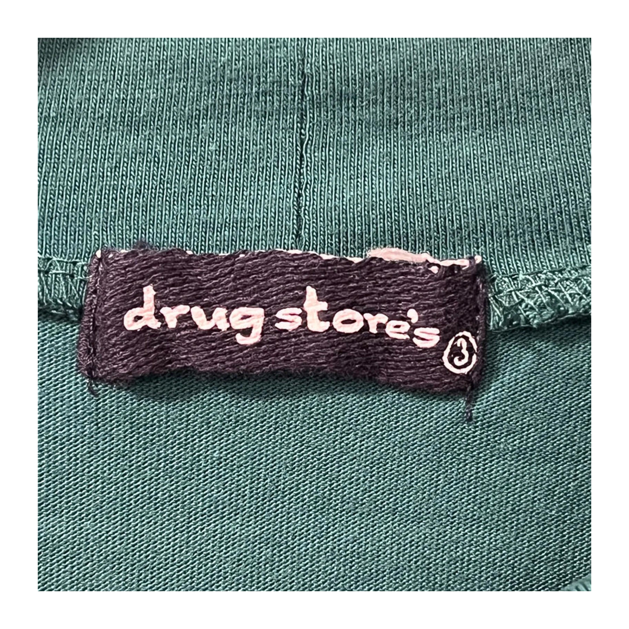 2106 Drug Stores Japan Vintage Y2K Mock Neck Long Sleeve T Shirt Green S