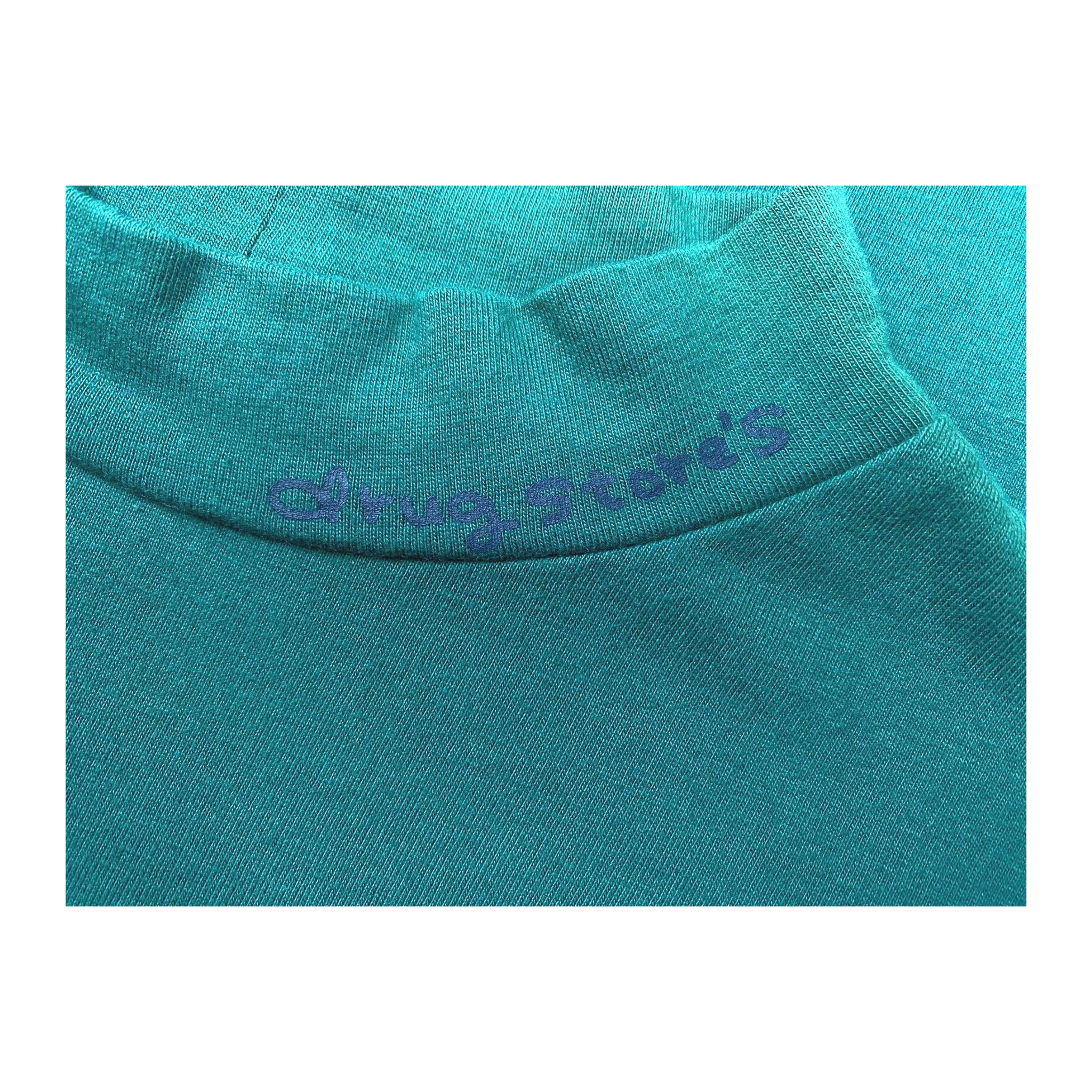 2106 Drug Stores Japan Vintage Y2K Mock Neck Long Sleeve T Shirt Green S