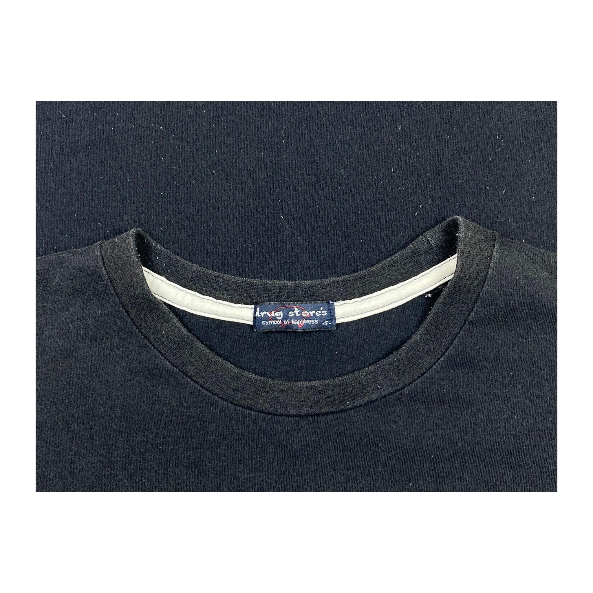 991 Drug Stores Japan Y2K Vintage Short Sleeve Graphic T Shirt Black L