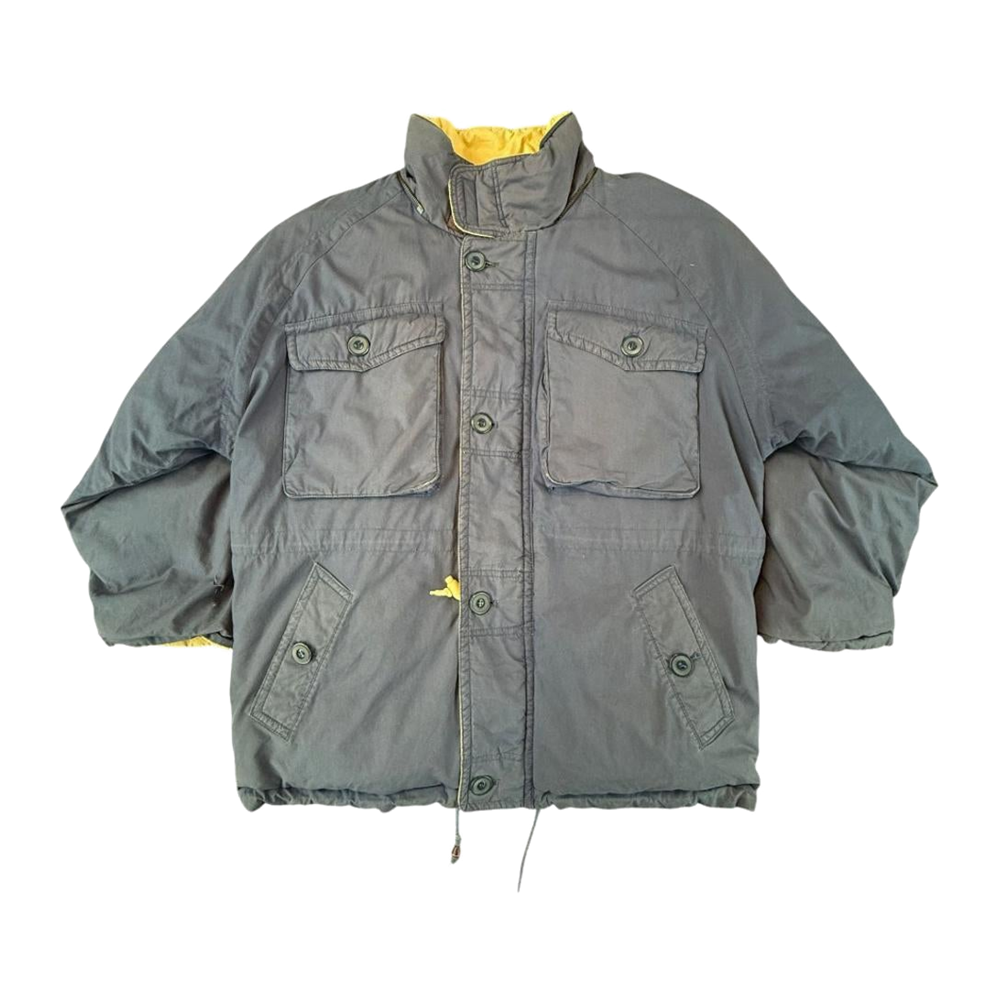 Goose Down Jacket Quilted Heavy Winter Vintage 1980's Coat Blue L