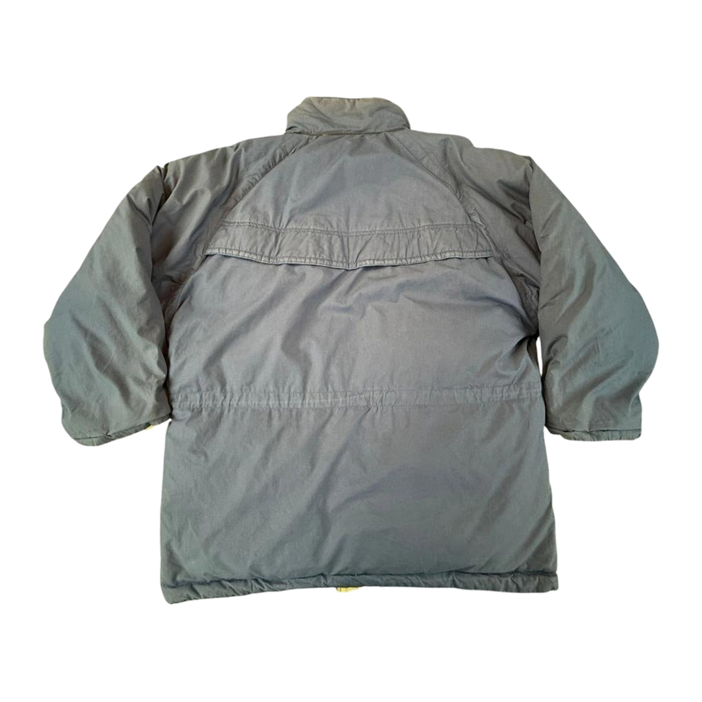Goose Down Jacket Quilted Heavy Winter Vintage 1980's Coat Blue L