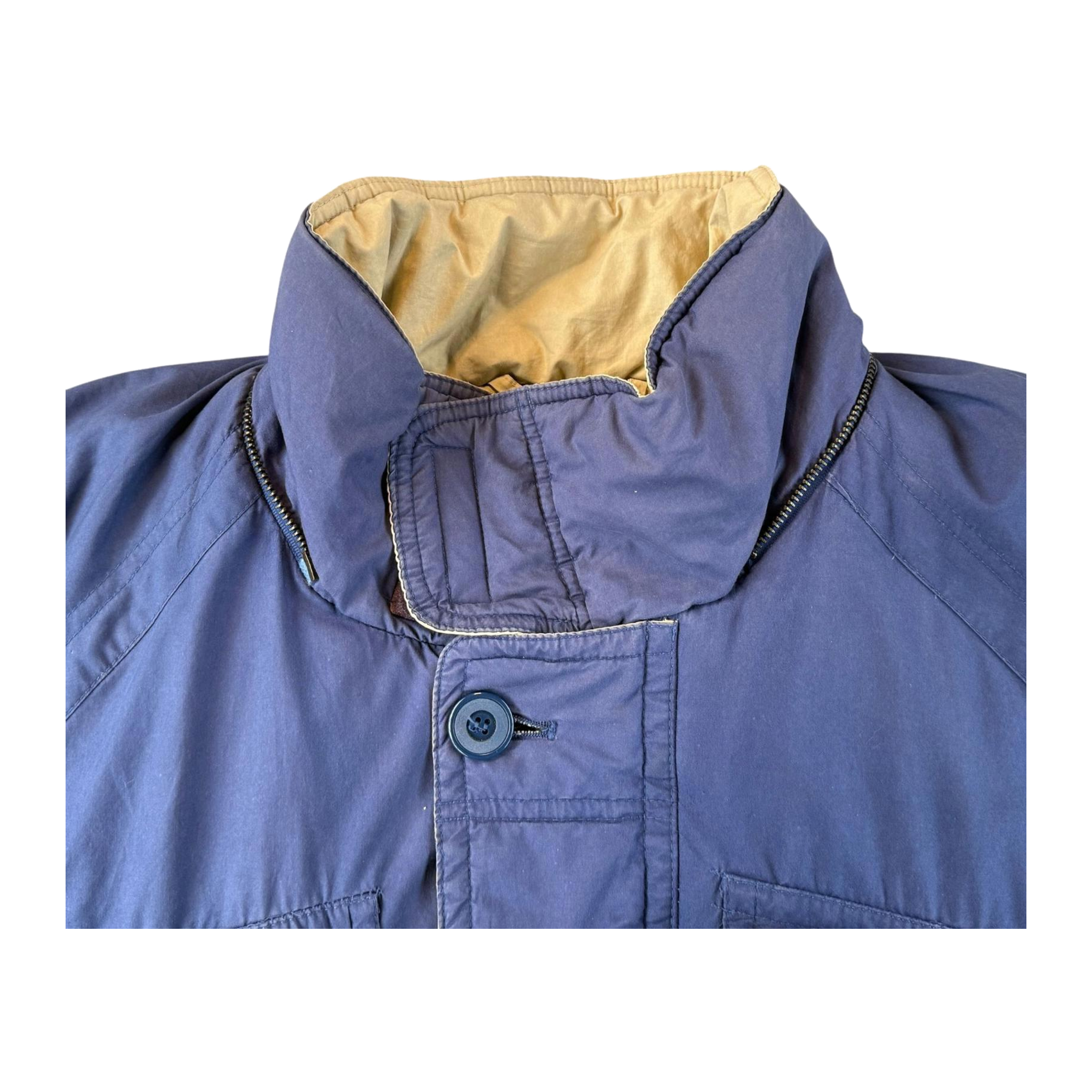 Goose Down Jacket Quilted Heavy Winter Vintage 1980's Coat Blue L
