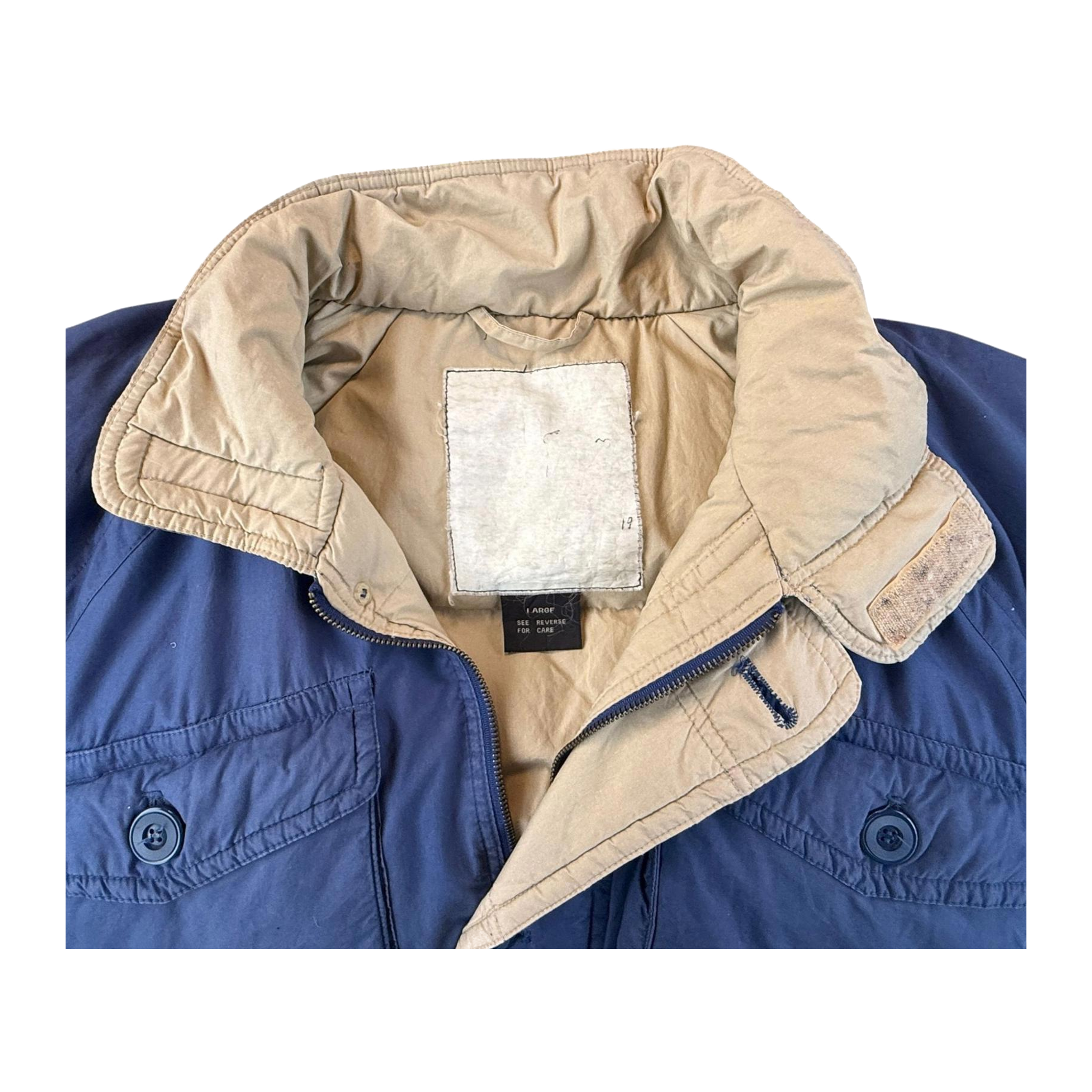 Goose Down Jacket Quilted Heavy Winter Vintage 1980's Coat Blue L