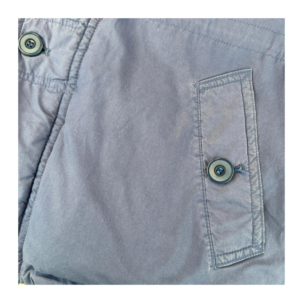 Goose Down Jacket Quilted Heavy Winter Vintage 1980's Coat Blue L