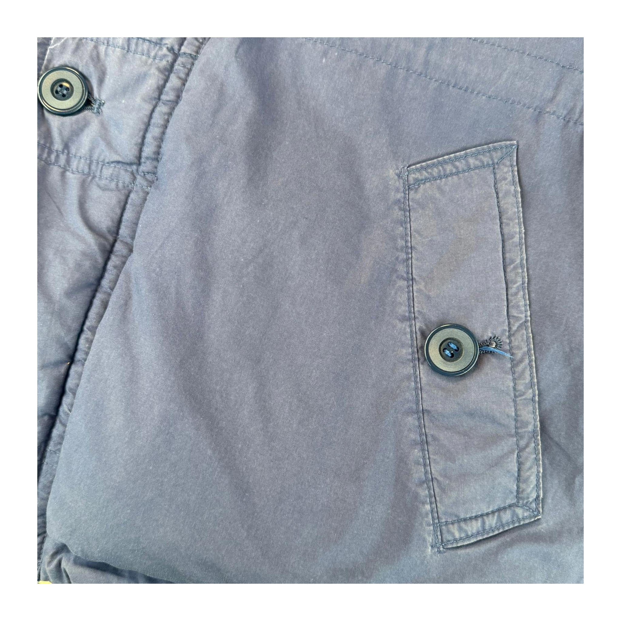 Goose Down Jacket Quilted Heavy Winter Vintage 1980's Coat Blue L