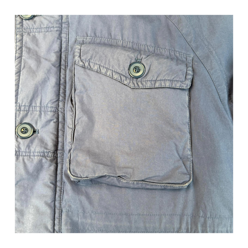Goose Down Jacket Quilted Heavy Winter Vintage 1980's Coat Blue L
