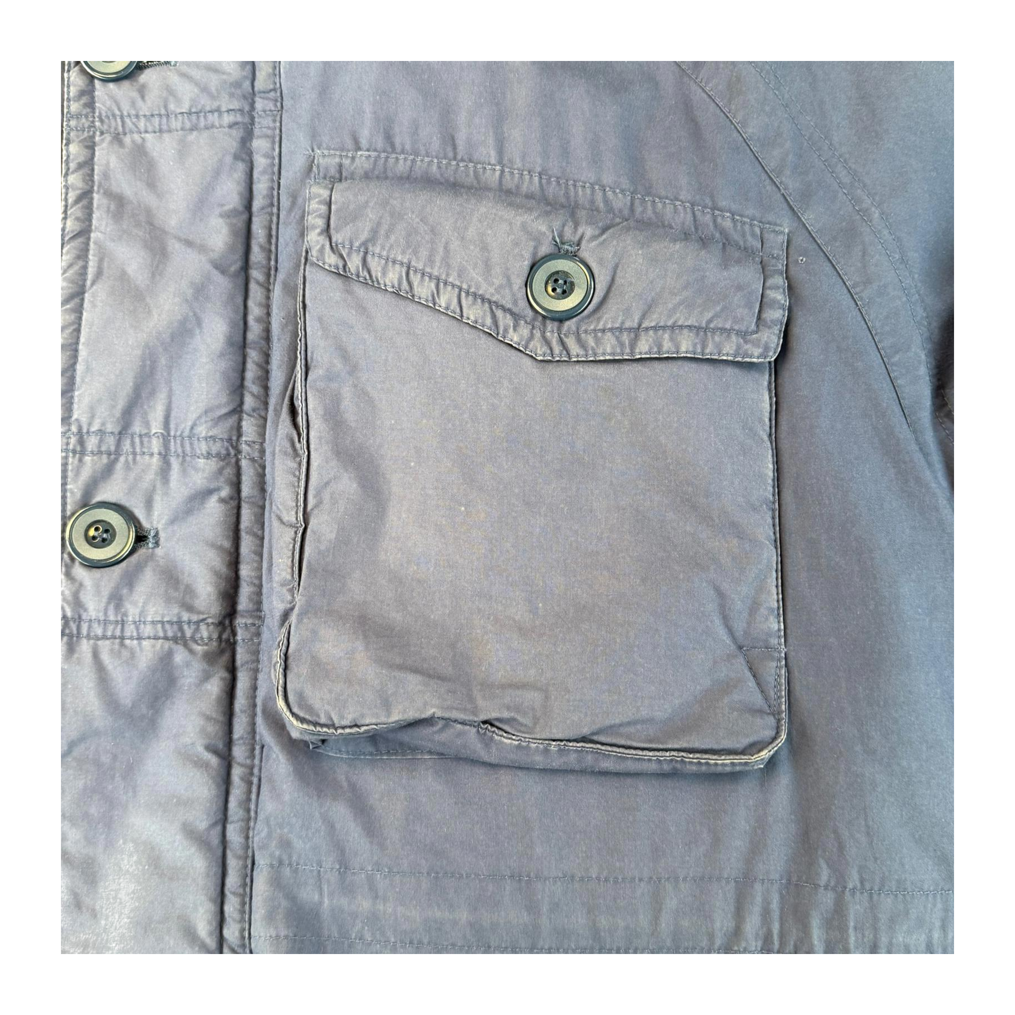 Goose Down Jacket Quilted Heavy Winter Vintage 1980's Coat Blue L